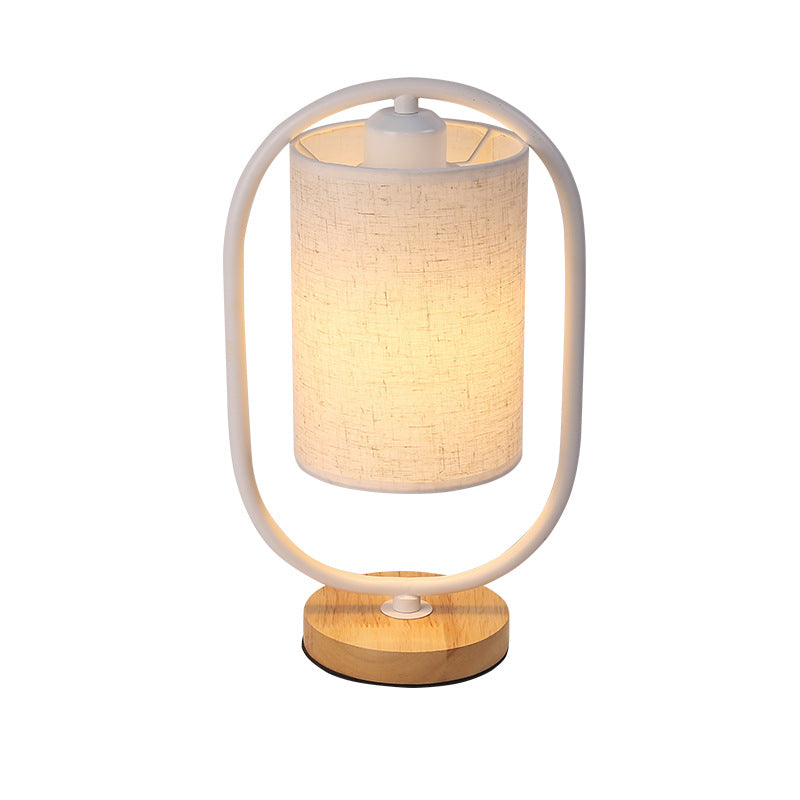 Cylinder Solid Wood Fabric Table Lamp