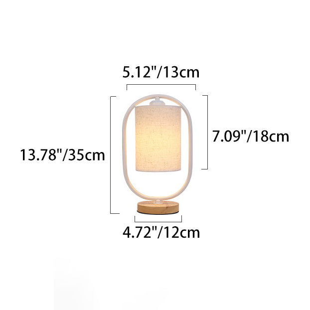 Cylinder Solid Wood Fabric Table Lamp