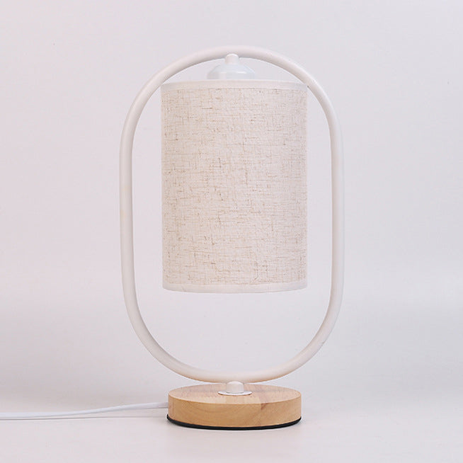 Cylinder Solid Wood Fabric Table Lamp