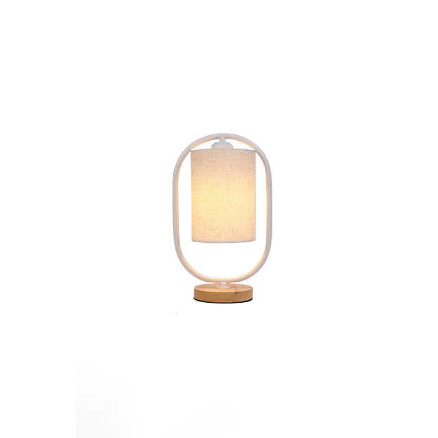 Cylinder Solid Wood Fabric Table Lamp