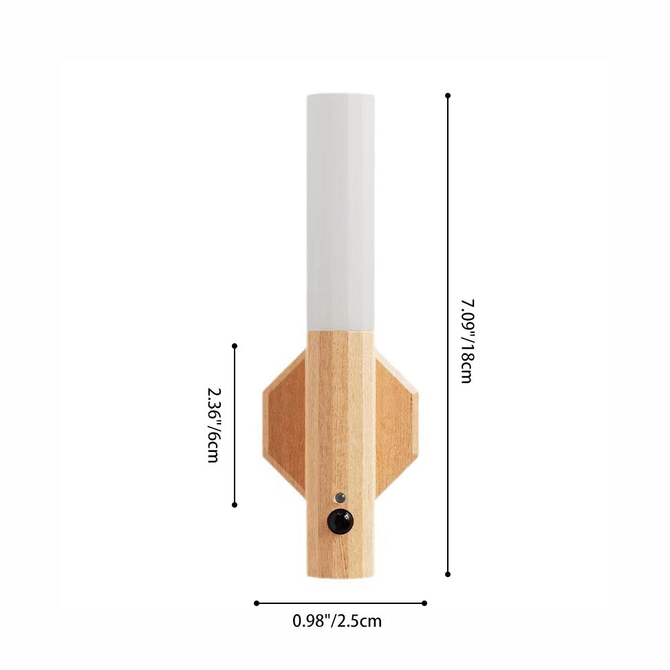 Hexagonal Cylinder Solid Wood Wall Lamp