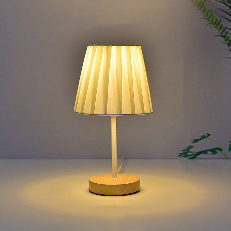 Trapezoidal Solid Wood Fabric Table Lamp