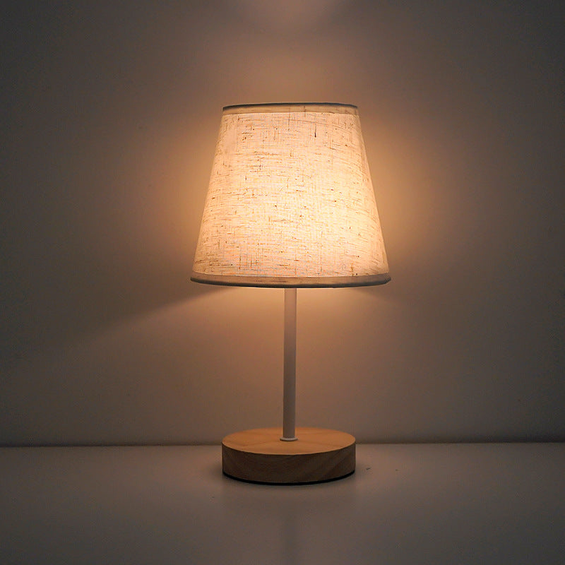 Trapezoidal Solid Wood Fabric Table Lamp