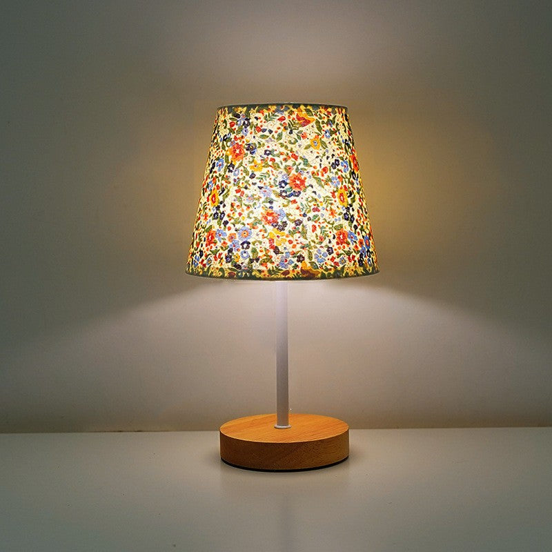 Trapezoidal Solid Wood Fabric Table Lamp