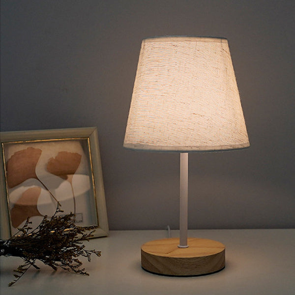 Trapezoidal Solid Wood Fabric Table Lamp