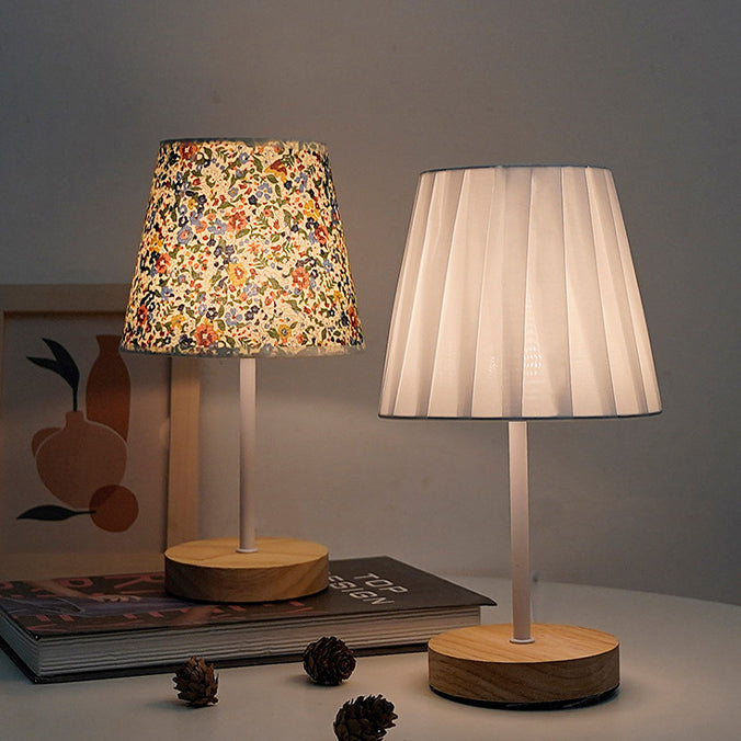 Trapezoidal Solid Wood Fabric Table Lamp