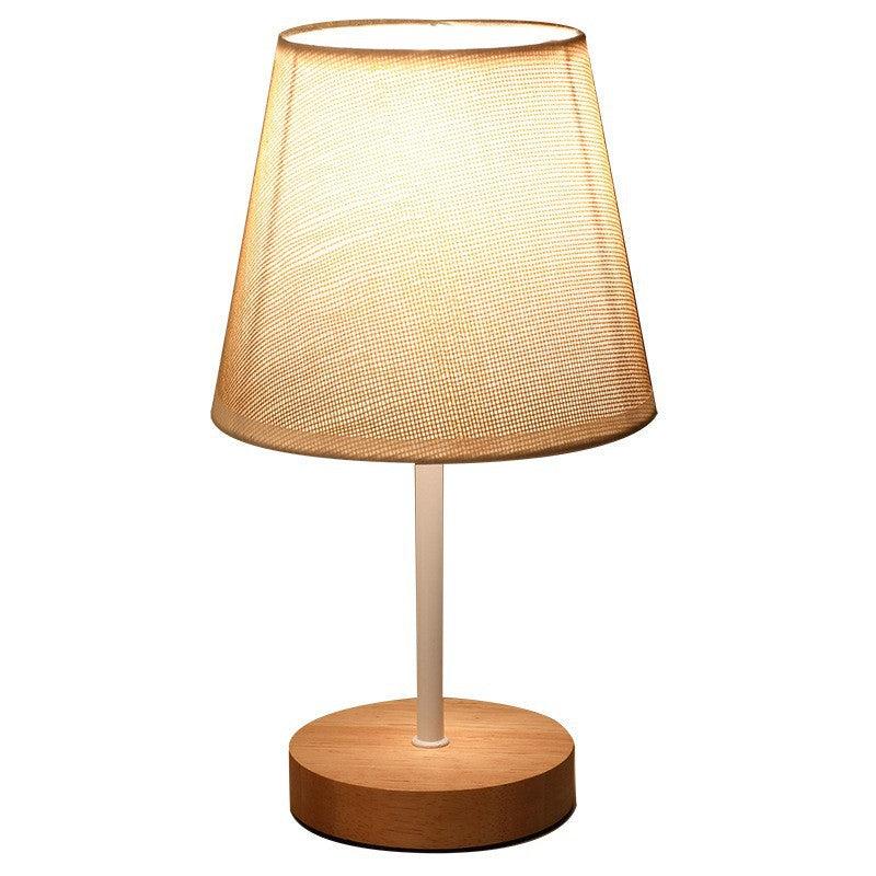 Trapezoidal Solid Wood Fabric Table Lamp