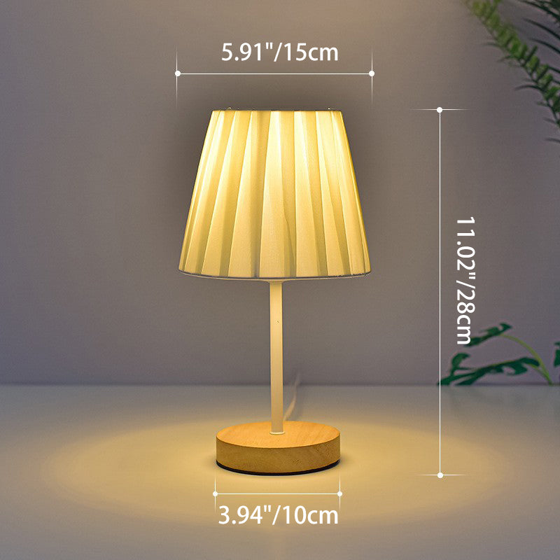 Trapezoidal Solid Wood Fabric Table Lamp