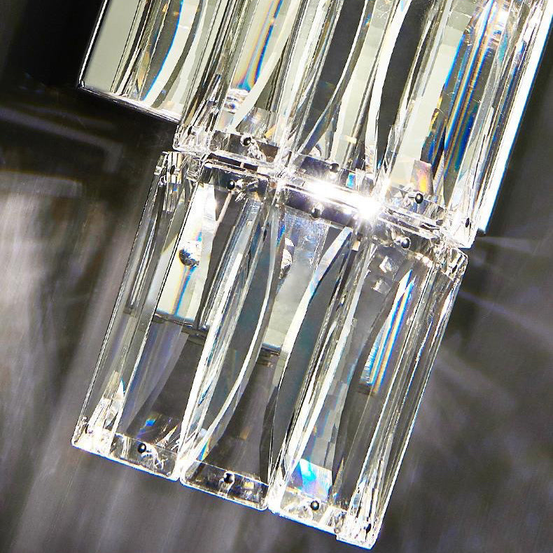 Rectangular Stainless Steel Crystal 4-Light Wall Lamp