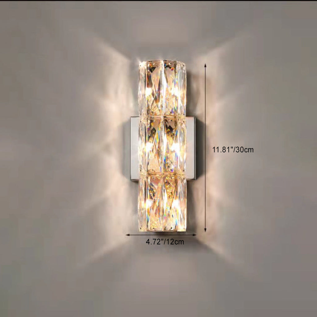Rectangular Stainless Steel Crystal 4-Light Wall Lamp