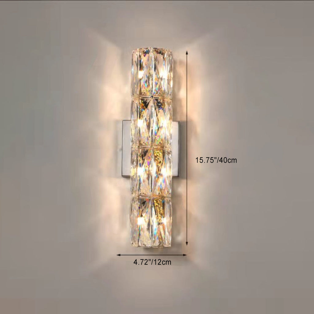 Rectangular Stainless Steel Crystal 4-Light Wall Lamp