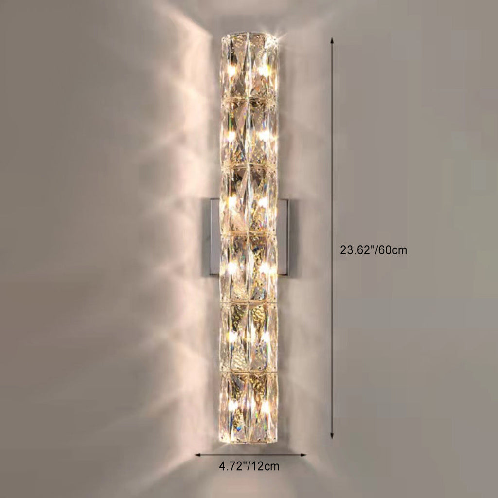 Rectangular Stainless Steel Crystal 4-Light Wall Lamp