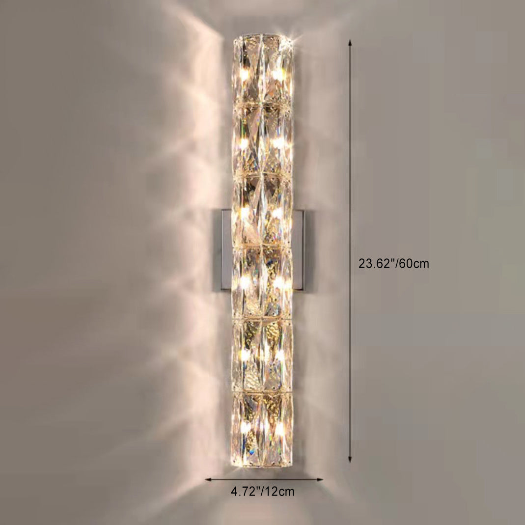 Rectangular Stainless Steel Crystal 4-Light Wall Lamp