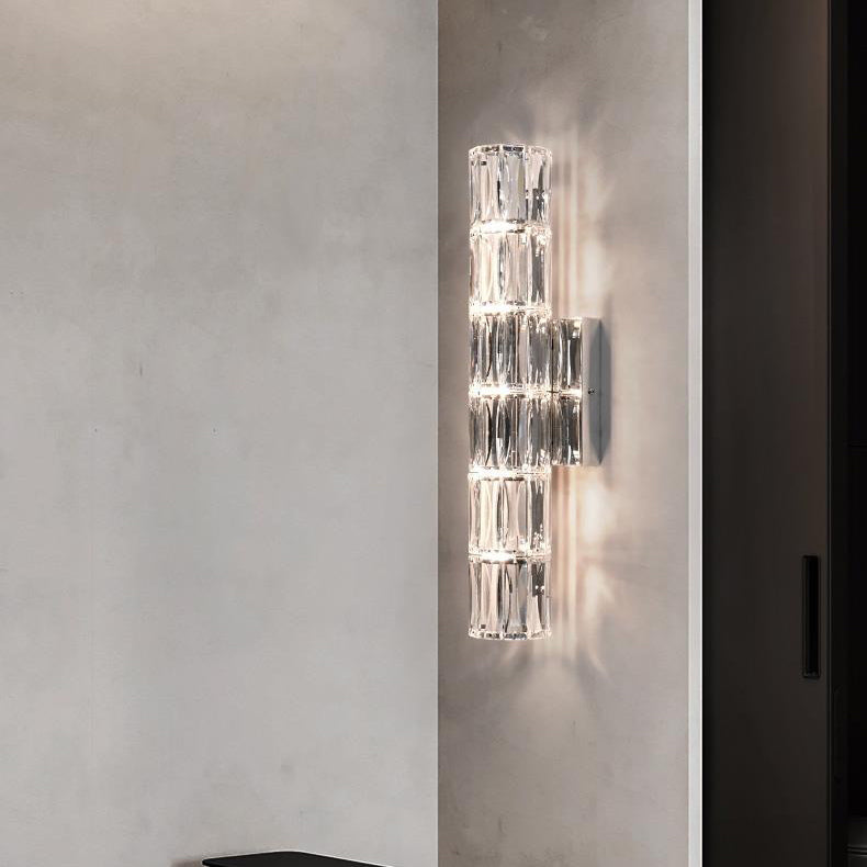 Rectangular Stainless Steel Crystal 4-Light Wall Lamp