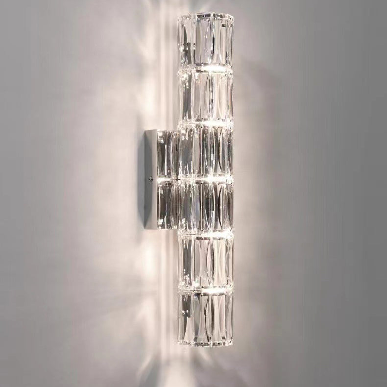 Rectangular Stainless Steel Crystal 4-Light Wall Lamp