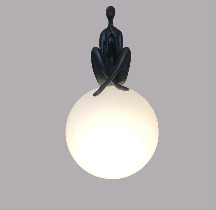 Person Embracing Sitting Ball Table Lamp