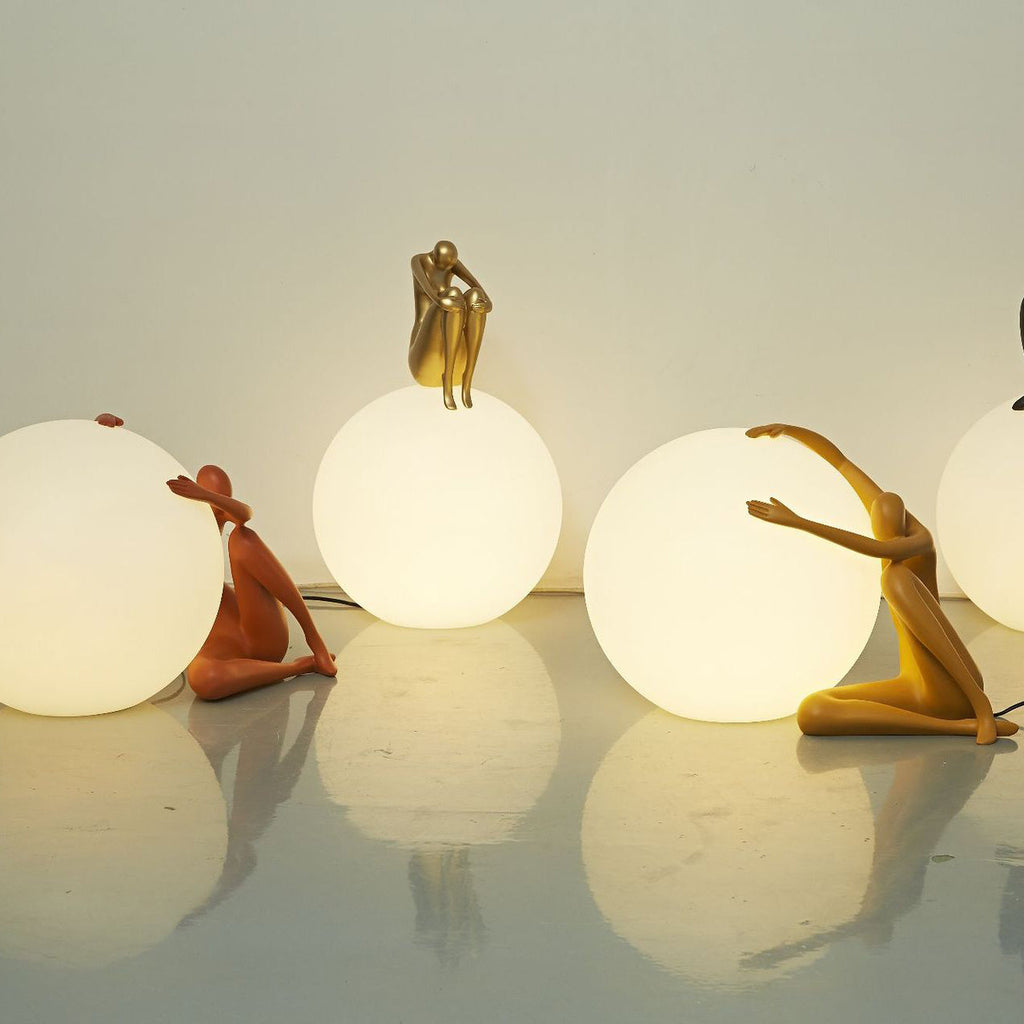 Person Embracing Sitting Ball Table Lamp