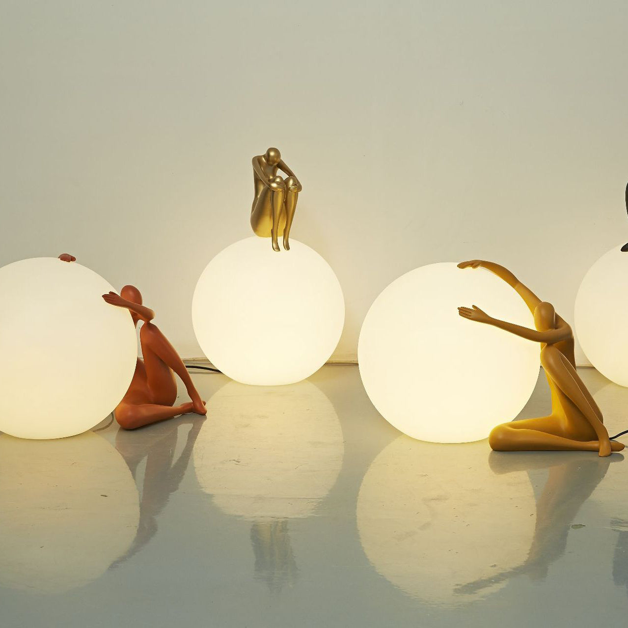 Person Embracing Sitting Ball Table Lamp