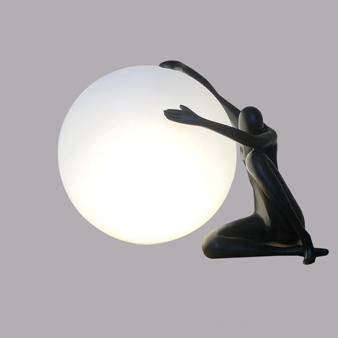 Person Embracing Sitting Ball Table Lamp