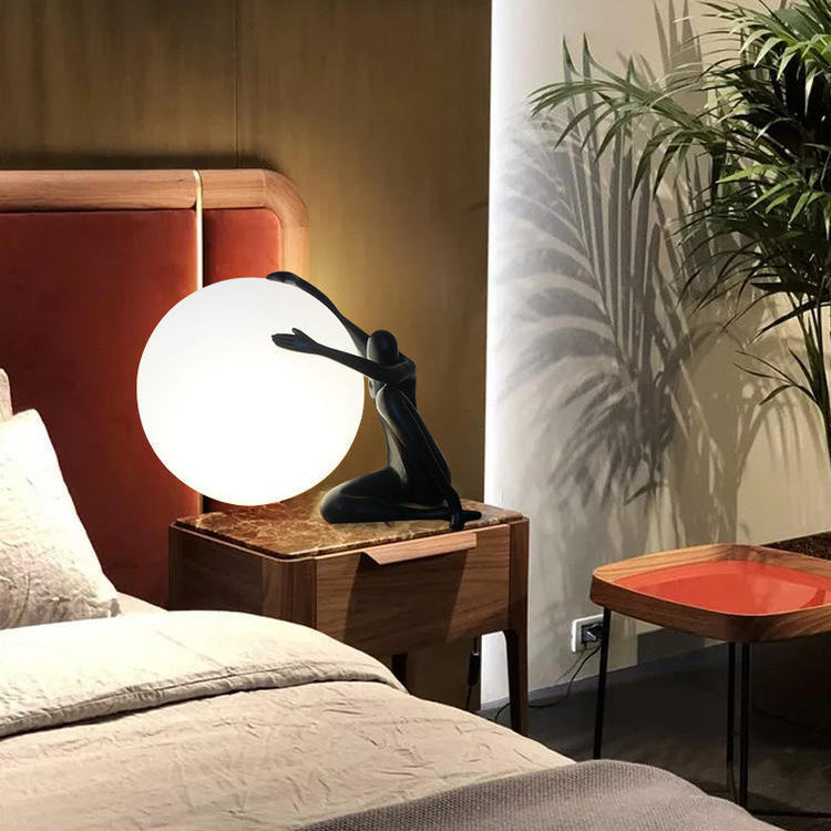 Person Embracing Sitting Ball Table Lamp