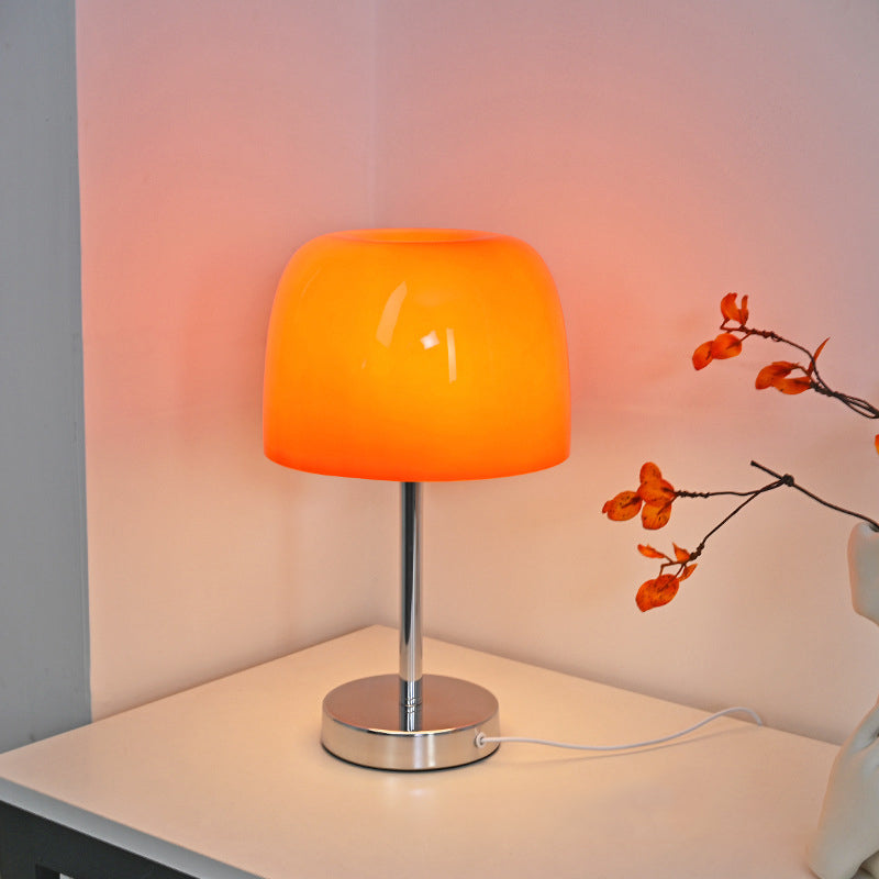 Mushroom Cylinder Glass Iron Table Lamp