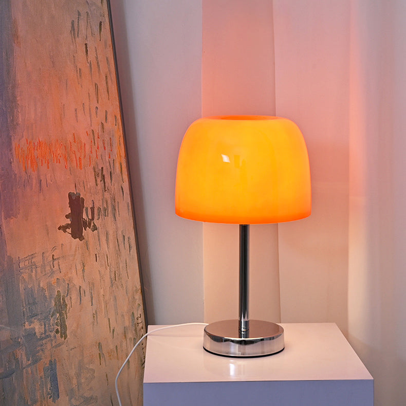 Mushroom Cylinder Glass Iron Table Lamp