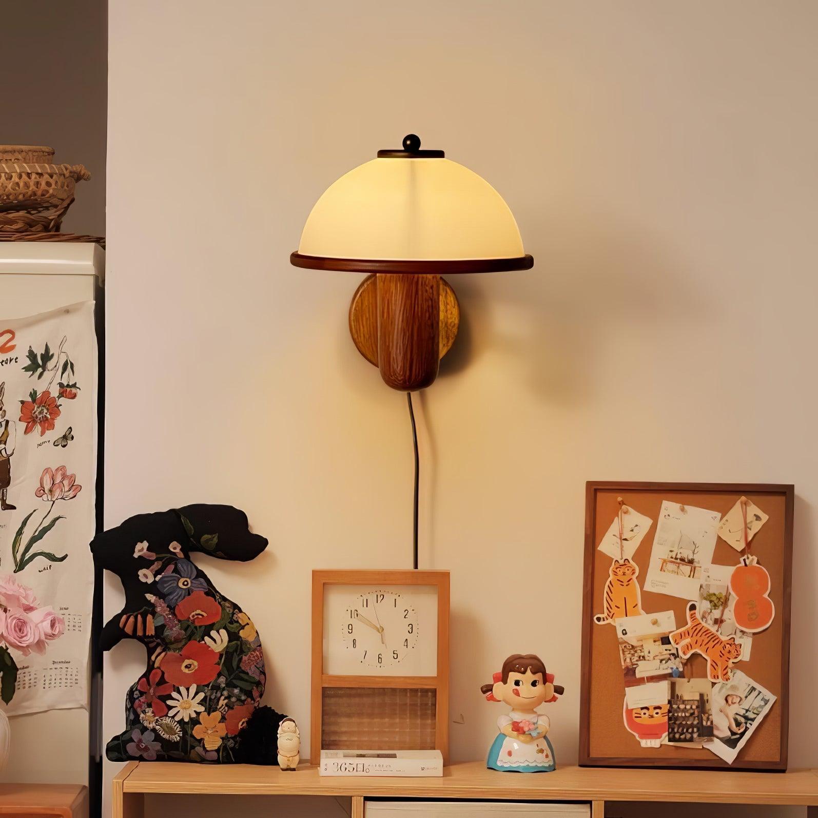 Half Circle Solid Wood Wall Lamp
