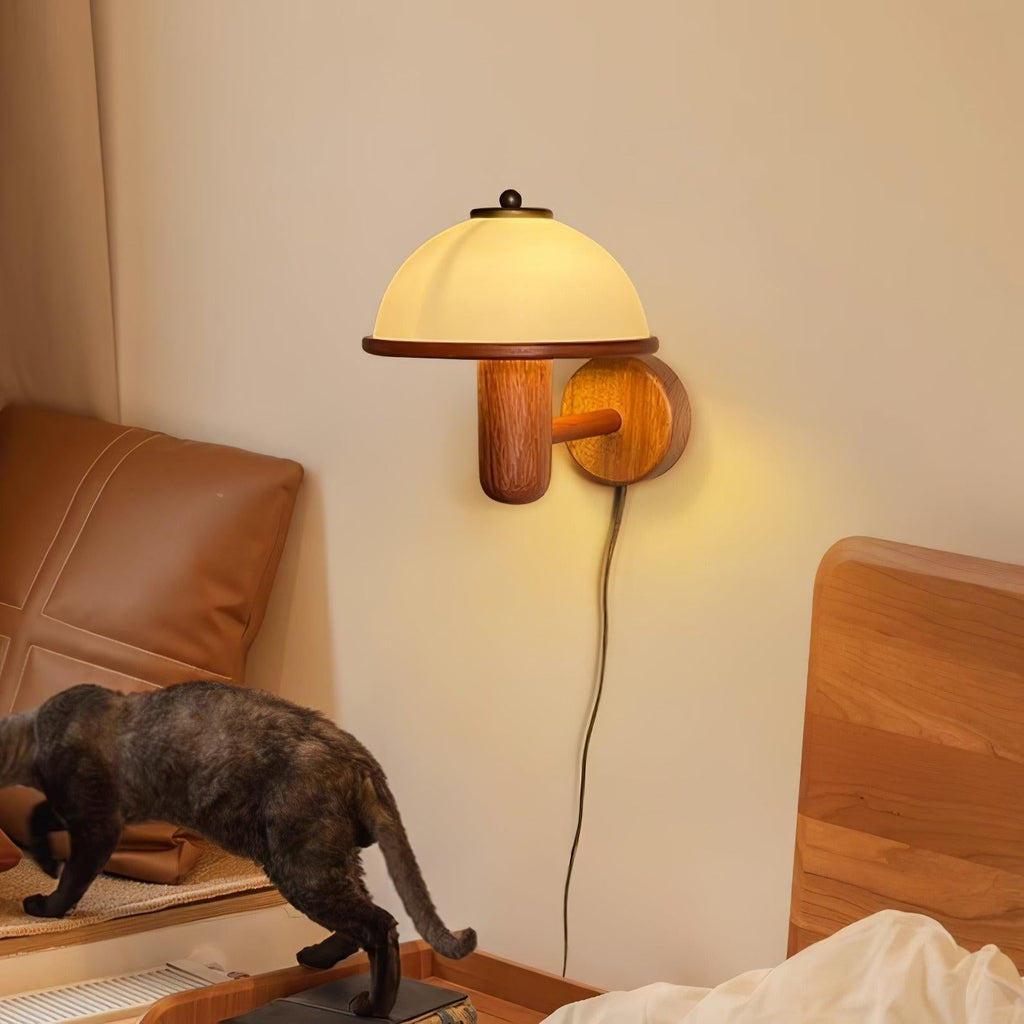 Half Circle Solid Wood Wall Lamp