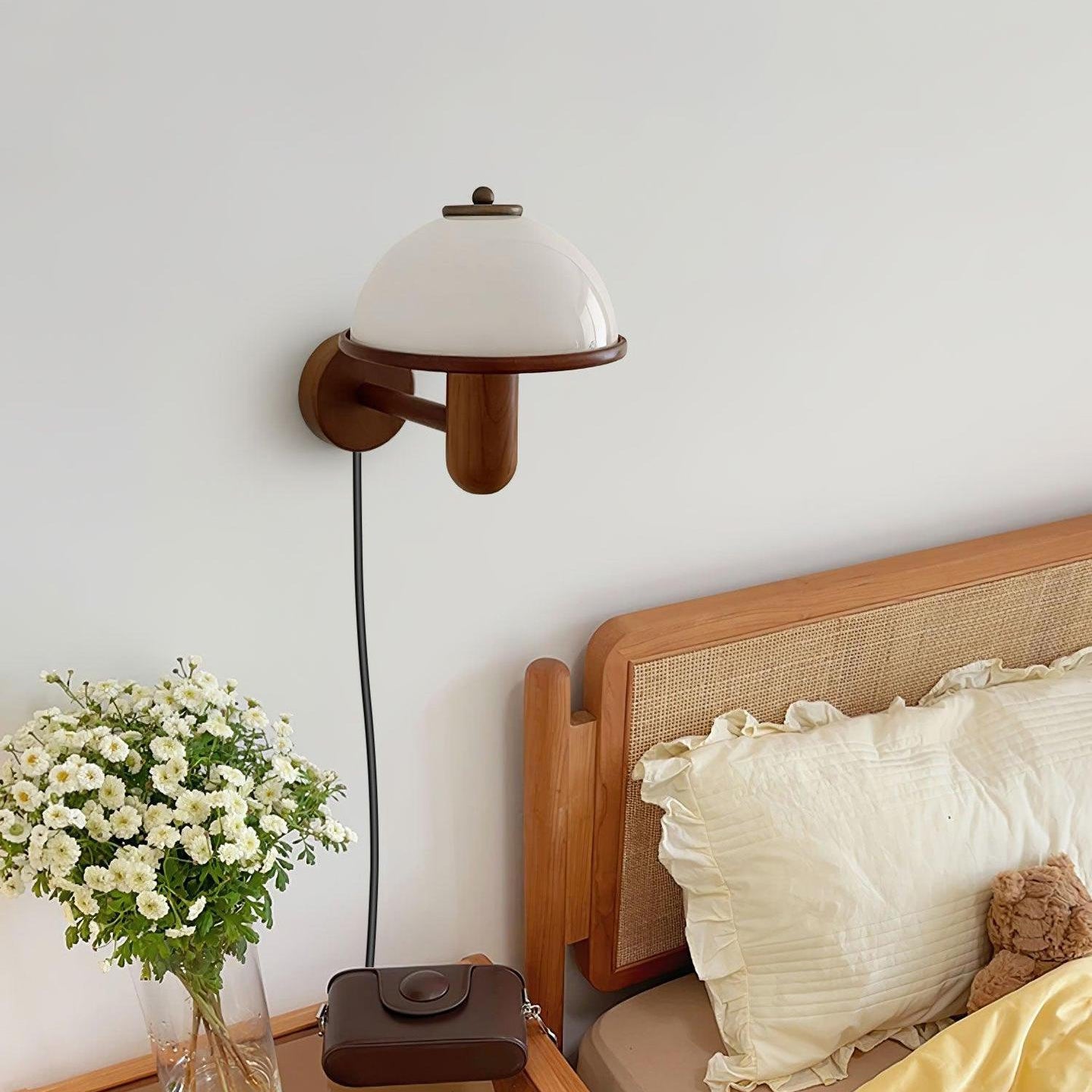 Half Circle Solid Wood Wall Lamp