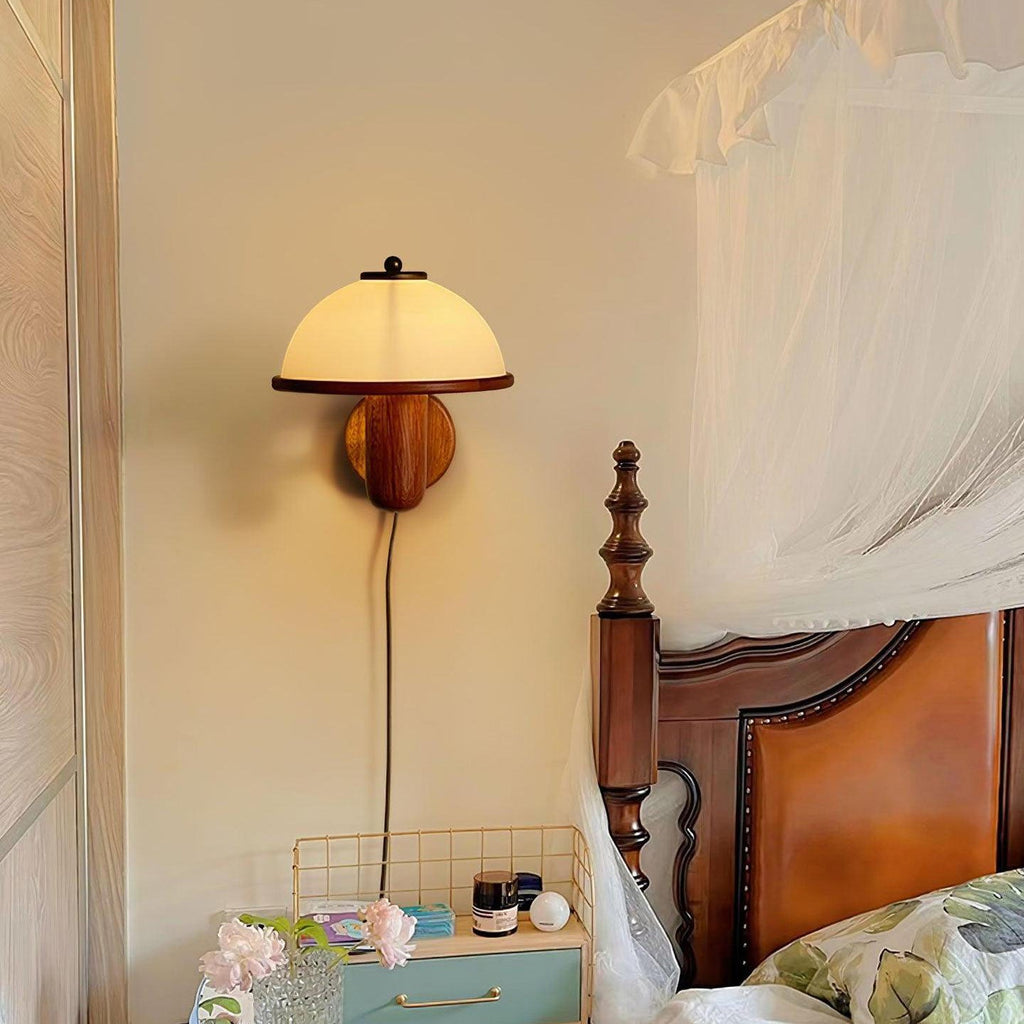 Half Circle Solid Wood Wall Lamp