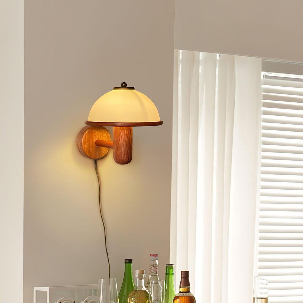 Half Circle Solid Wood Wall Lamp