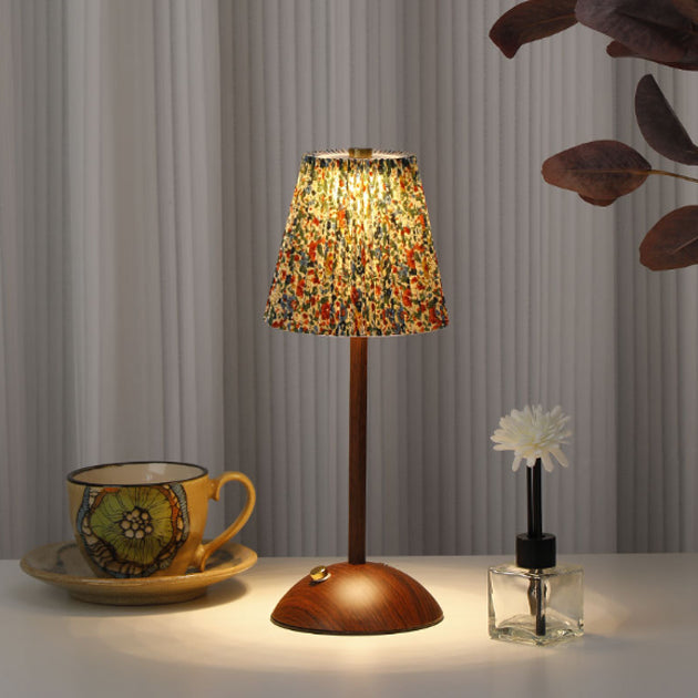 Conical Semicircular Metal Fabric Table Lamp
