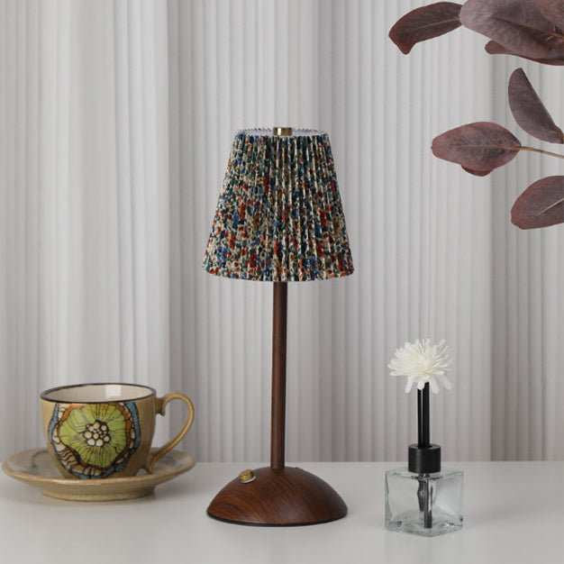 Conical Semicircular Metal Fabric Table Lamp
