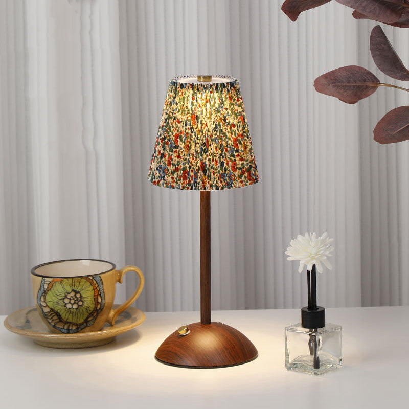 Conical Semicircular Metal Fabric Table Lamp