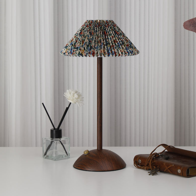 Conical Semicircular Metal Fabric Table Lamp