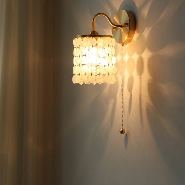 Shell Round Crystal Iron Wall Lamp