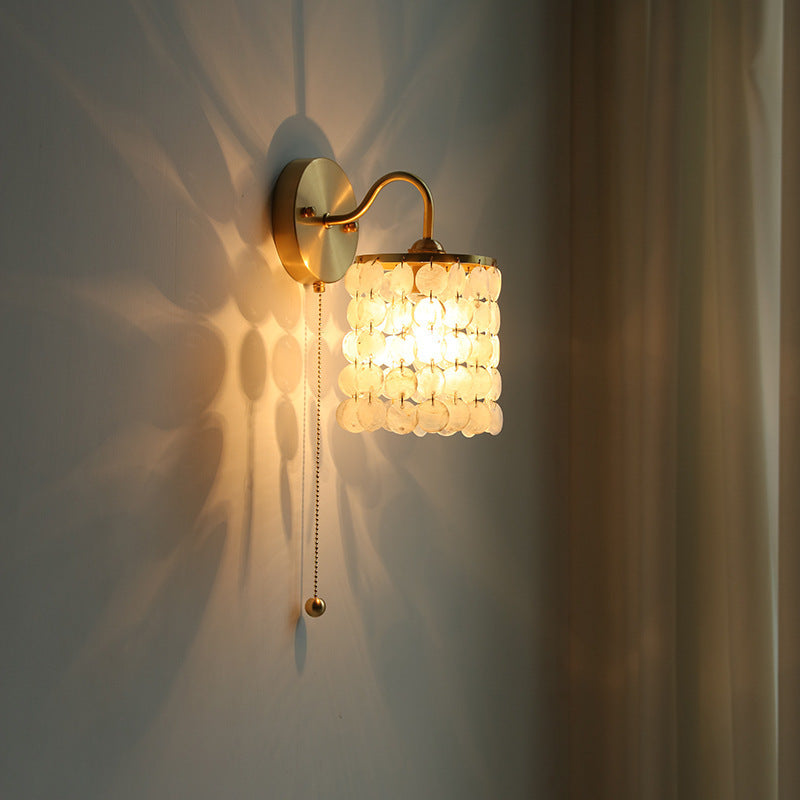 Shell Round Crystal Iron Wall Lamp