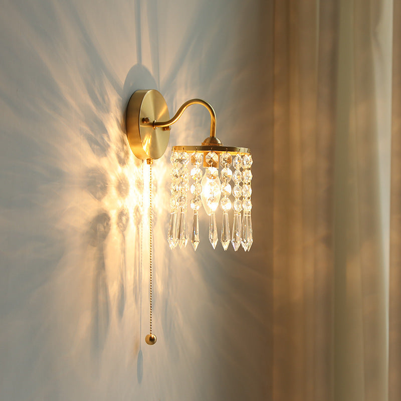 Shell Round Crystal Iron Wall Lamp