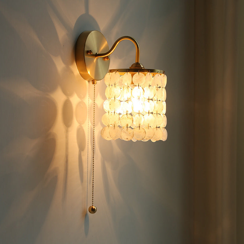 Shell Round Crystal Iron Wall Lamp