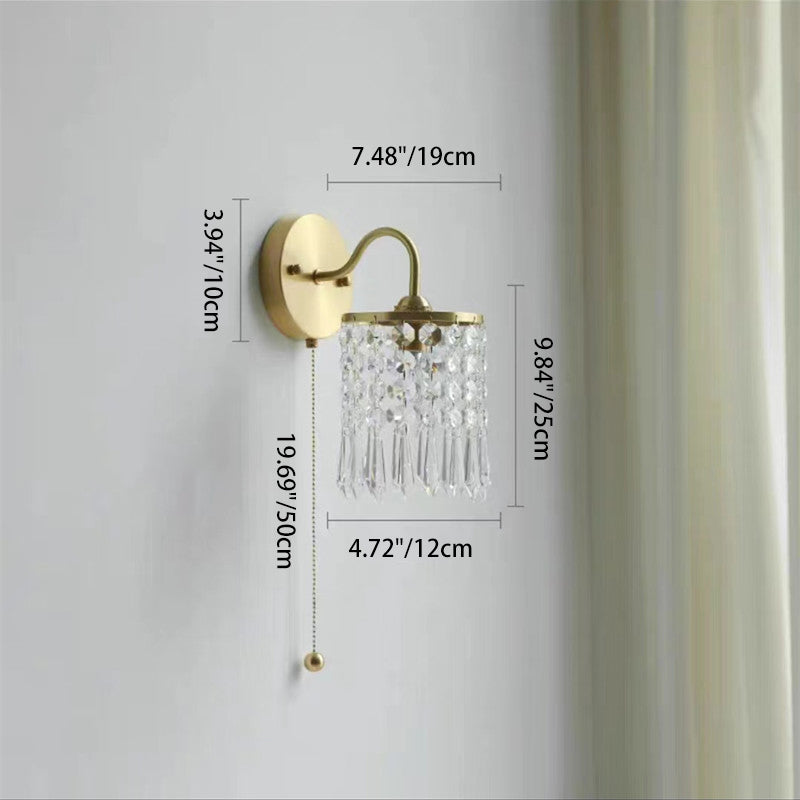 Shell Round Crystal Iron Wall Lamp