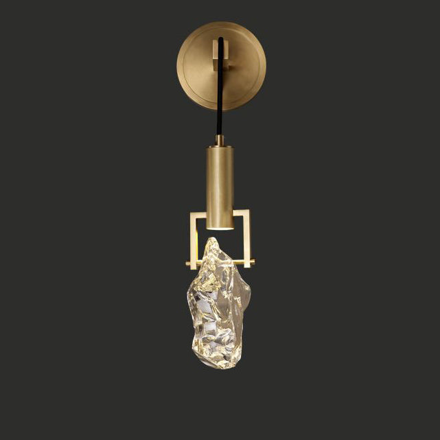 Cylindrical Copper Crystal Hallway Wall Lamp