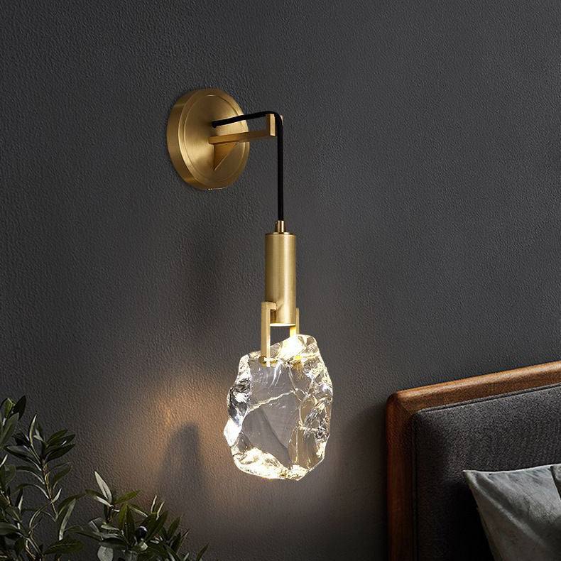 Cylindrical Copper Crystal Hallway Wall Lamp