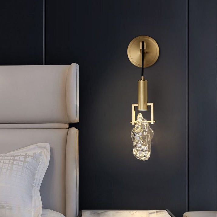 Cylindrical Copper Crystal Hallway Wall Lamp