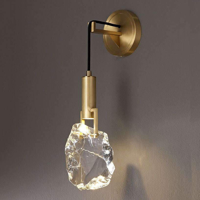Cylindrical Copper Crystal Hallway Wall Lamp