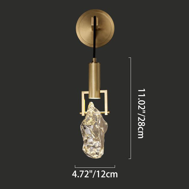 Cylindrical Copper Crystal Hallway Wall Lamp