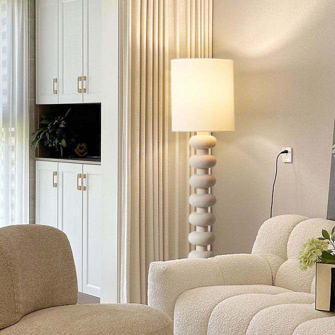 Cylindrical Fabric Resin Bedroom Floor Lamp