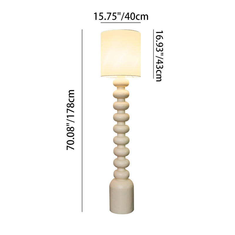 Cylindrical Fabric Resin Bedroom Floor Lamp