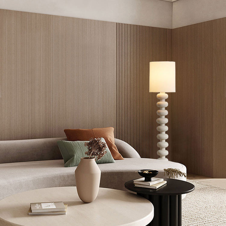 Cylindrical Fabric Resin Bedroom Floor Lamp