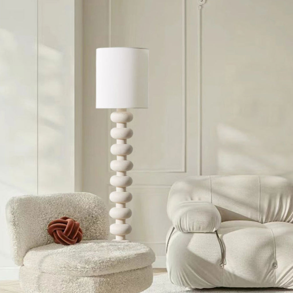 Cylindrical Fabric Resin Bedroom Floor Lamp