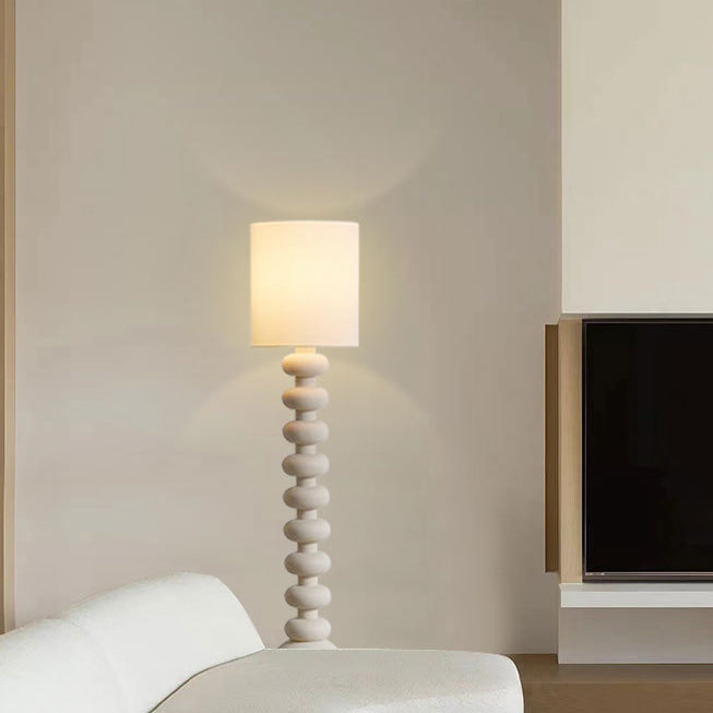 Cylindrical Fabric Resin Bedroom Floor Lamp